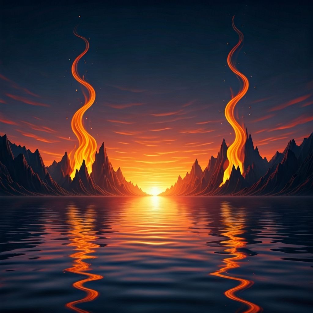 Fire and Water Landscapes in Dramatic Contrast
