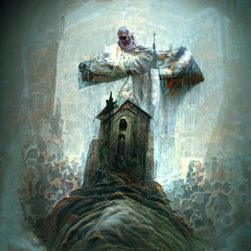Gothic Horror Church Scene with Pope