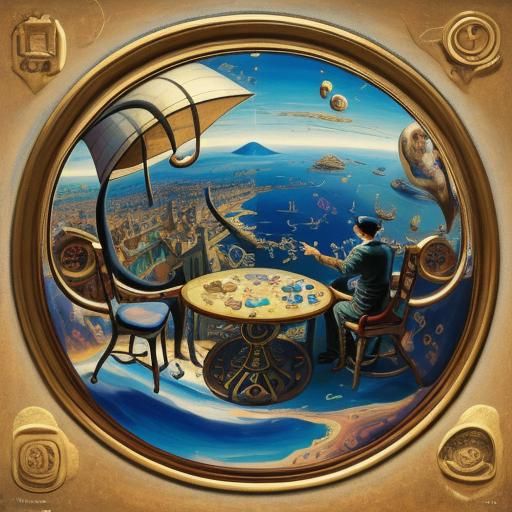 Surreal Video Game Player as Melting Oil Painting