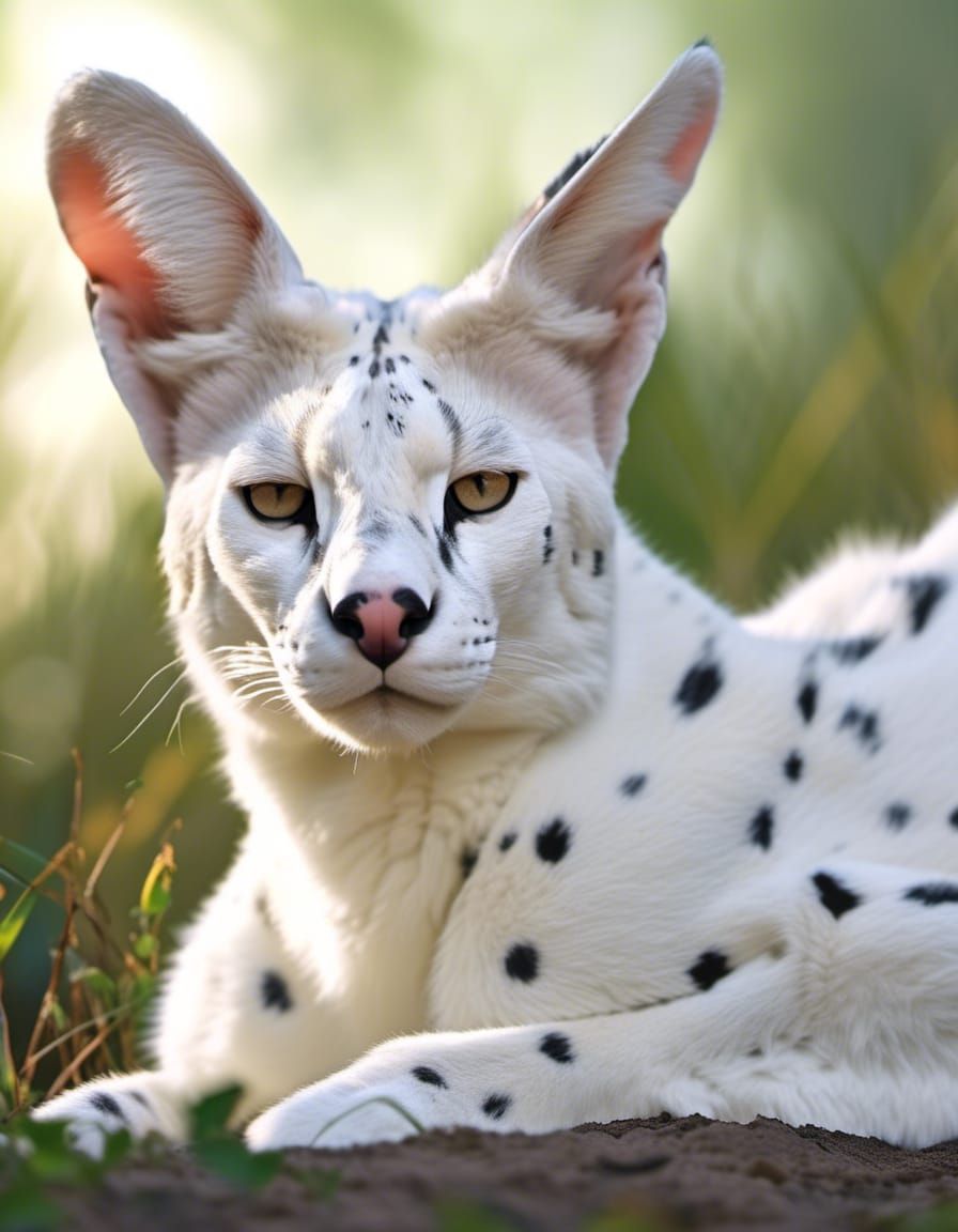 Serval – Leucistic Serval (white Serval) in the African Wilderness 07 – 3:4 Format