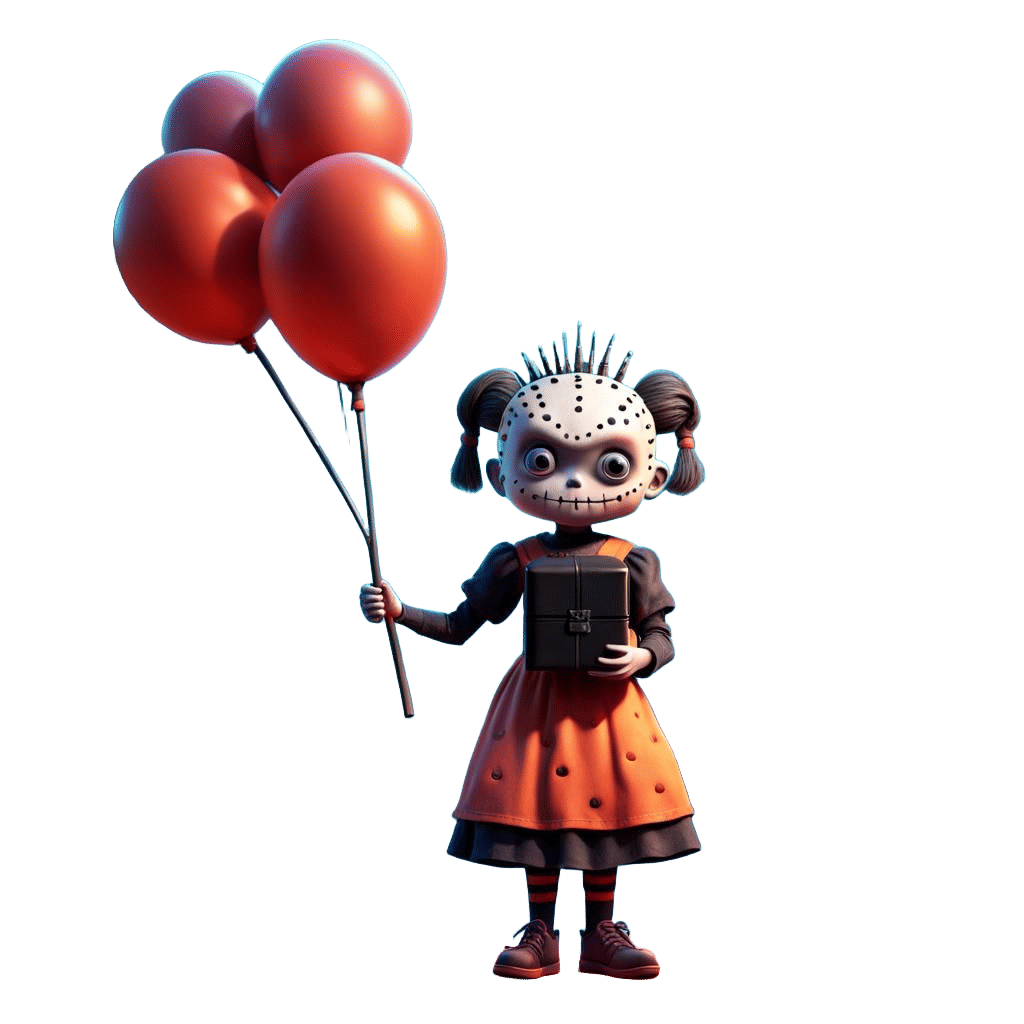 a realistic cute little girl dressed as pinhead the serial k...