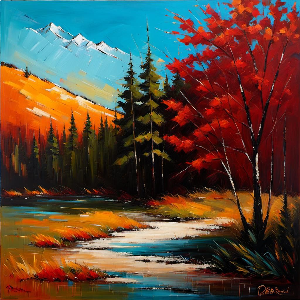 Tranquil Landscape in Encaustic Style by Debra Hurd