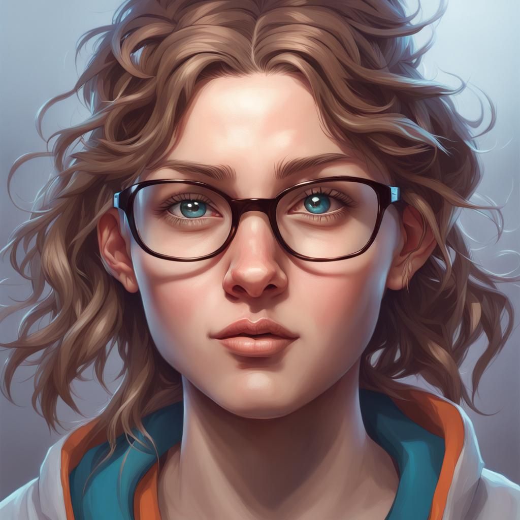 Detailed Portrait of a Nerdy Teenage Girl