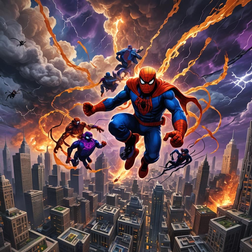 Trump vs Spiderman in Blocky Minecraft World