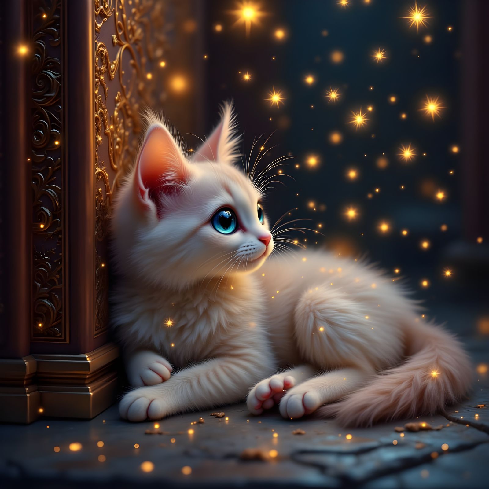 Mystical Feline Radiance in the Dark