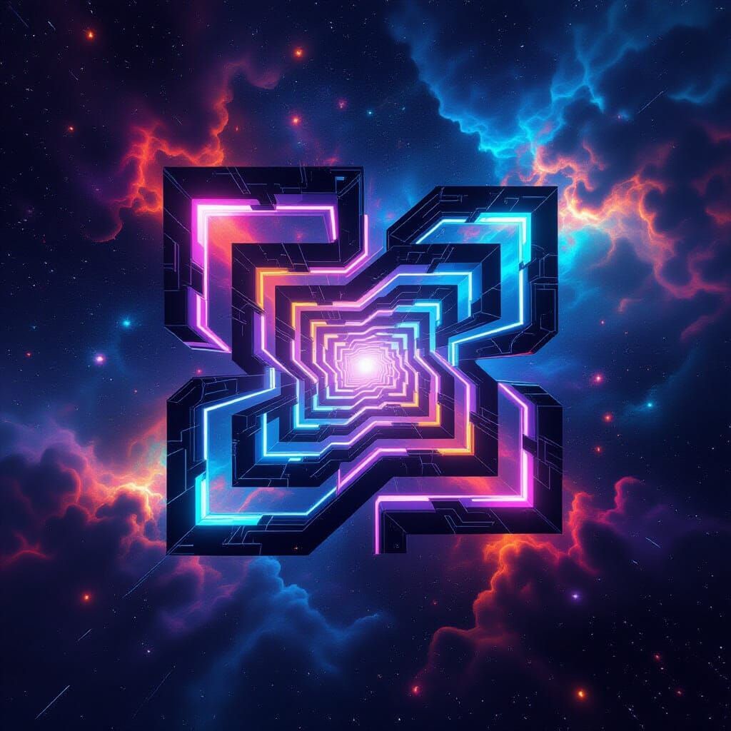 Galactic Labyrinth: Futuristic Abstract Space Design