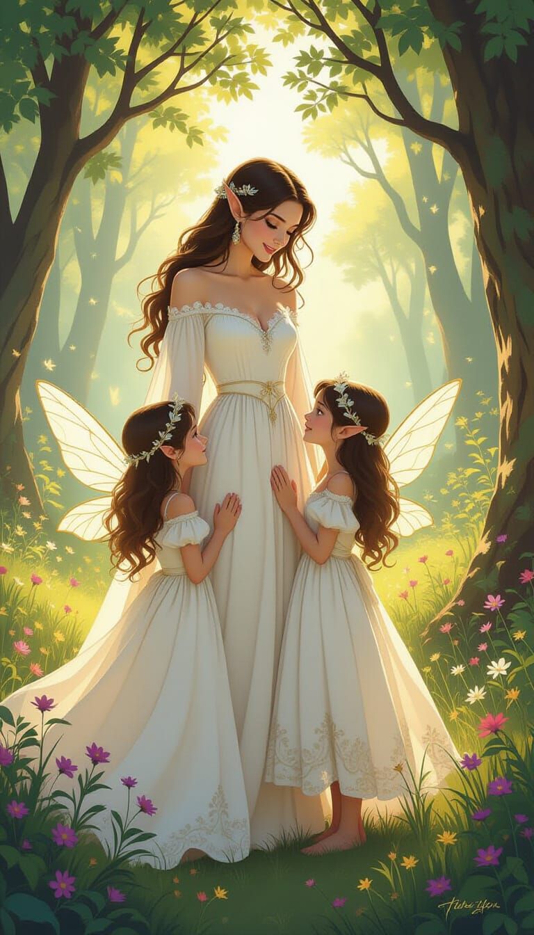 Fairy Princesses in Sun-Dappled Forest