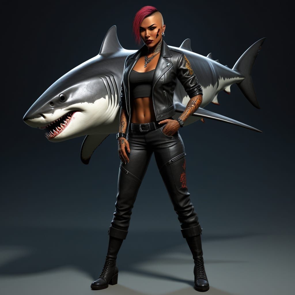 Tough Vampire Shark Hybrid in Dark Mobster Chic