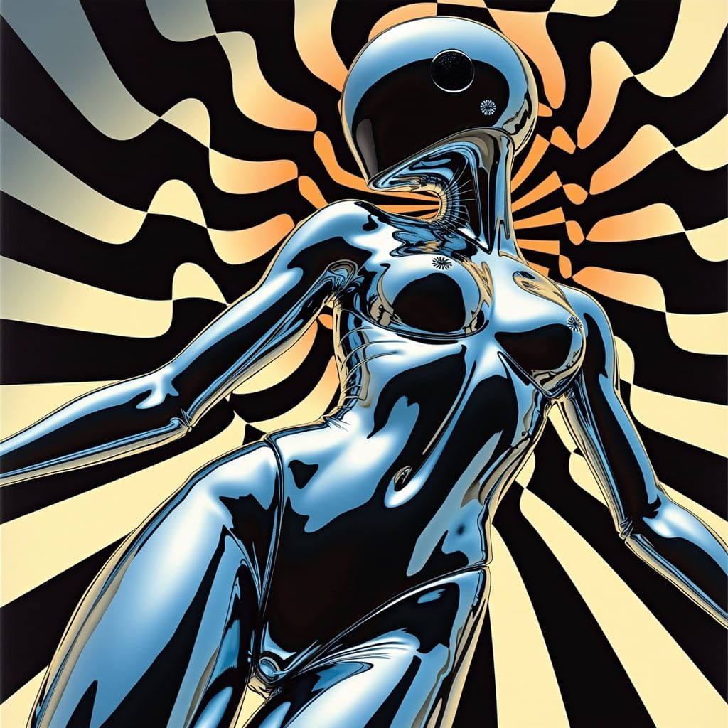 Cyberpunk Death Metal LP Cover in Op-Art Style