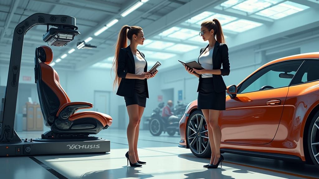 Confident Fitness Woman in High-Tech Laboratory