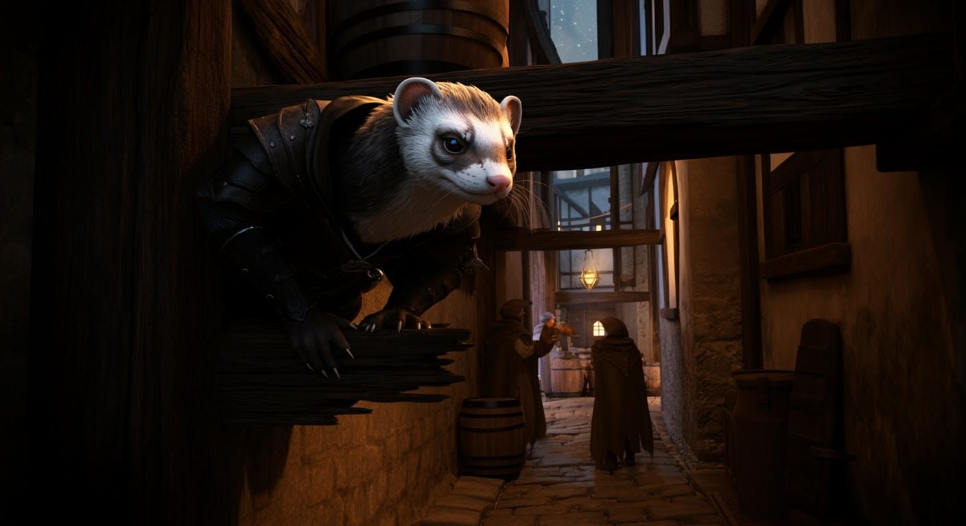 Stealthy Ferret Rogue Hides in Shadows
