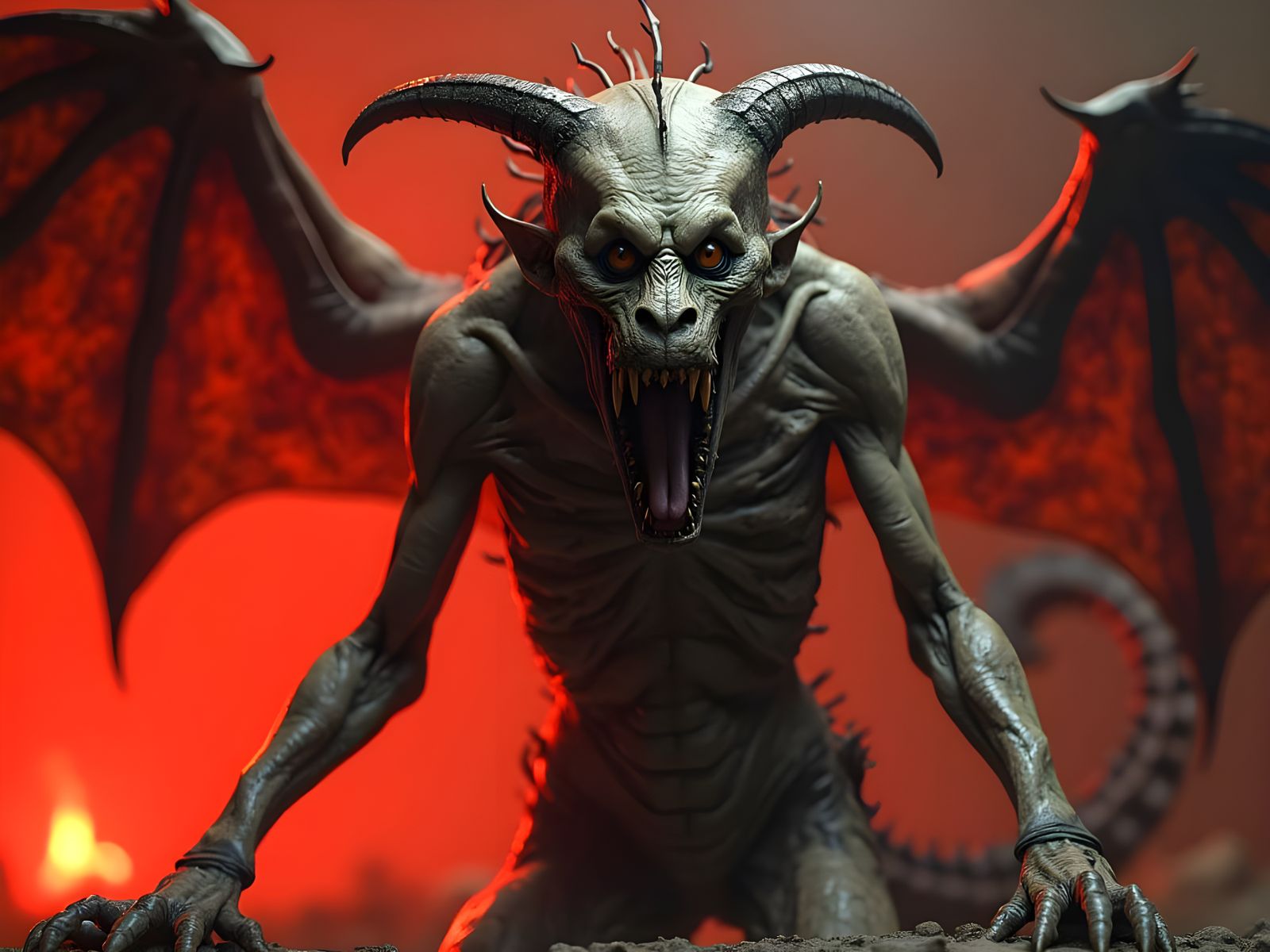 Terrifying Undead Demon Pazuzu with Dragon Wings