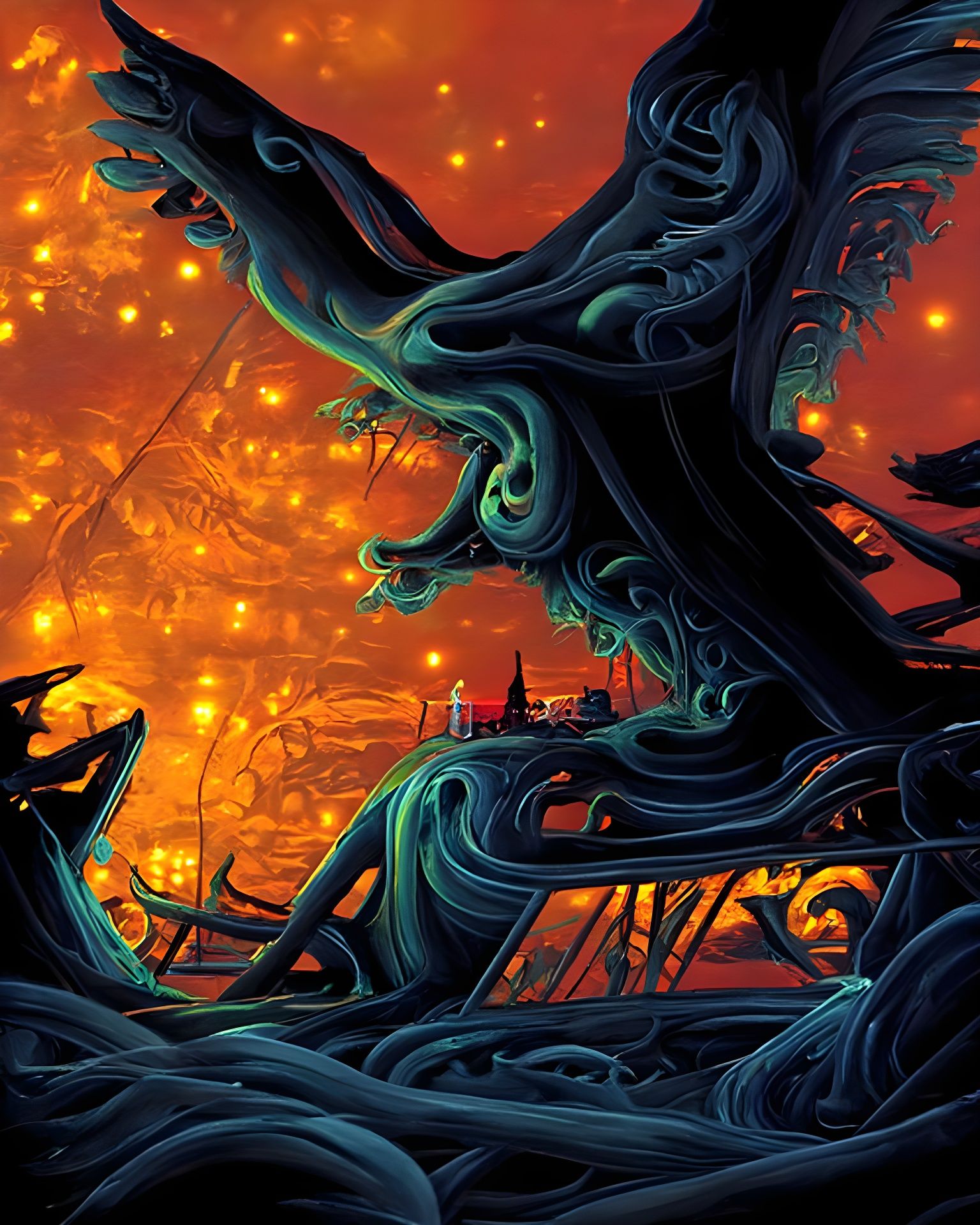 Bioluminescent Alchemy Lab in Neon Illustration