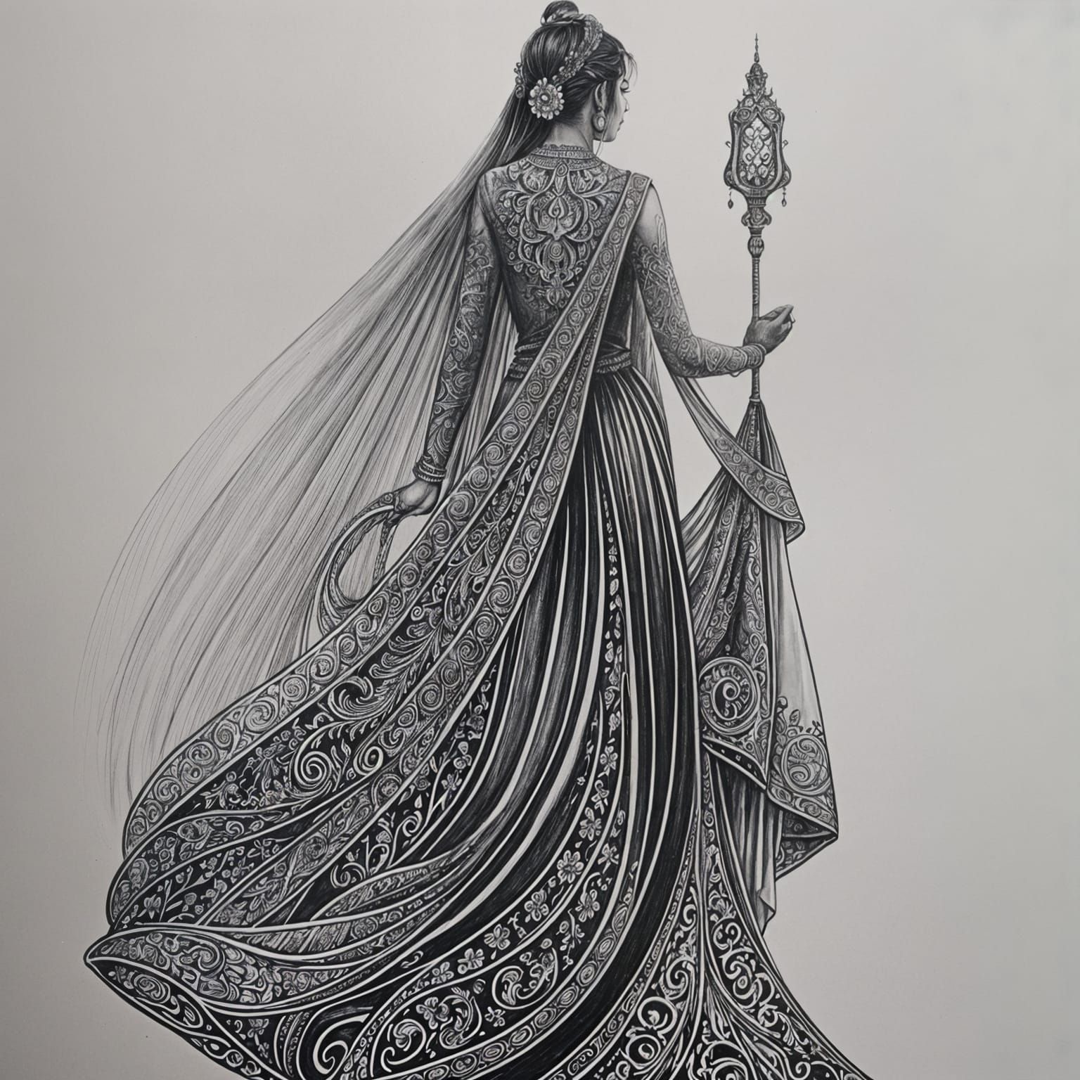 “Perfume Goddess”, Black and White Art