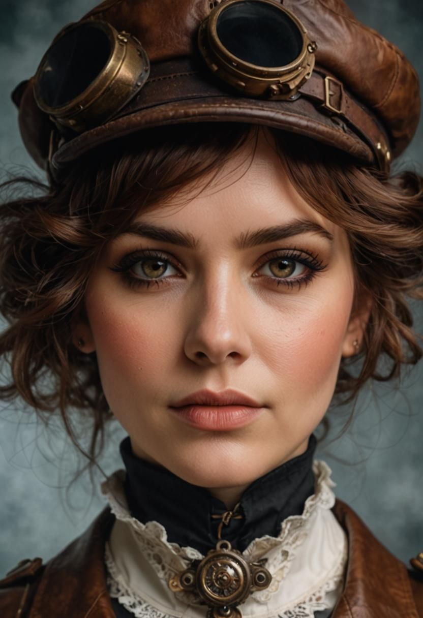 Steampunk Woman Portrait in HD Color Photography
