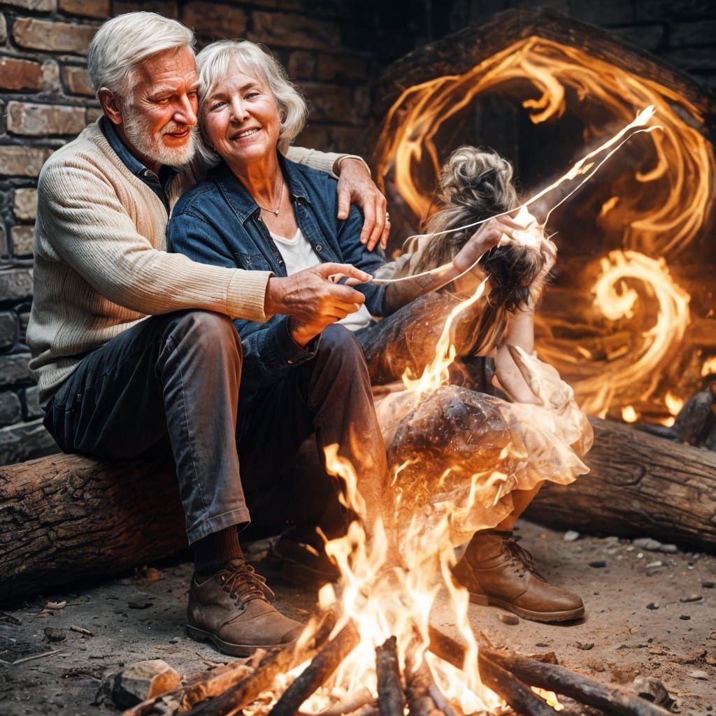 Campfire Dreams: Youthful Dance Through Flames