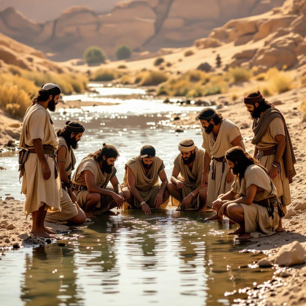 Ancient Israelite Soldiers at Desert River in Ultra HD