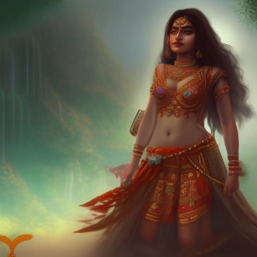 Beautiful Indian Girl in Detailed Matte Painting