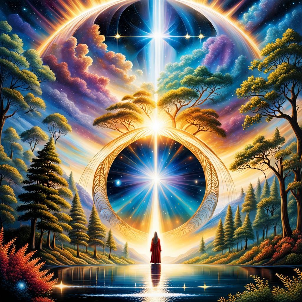 Cosmic Journey: Golden Light and Star Magic