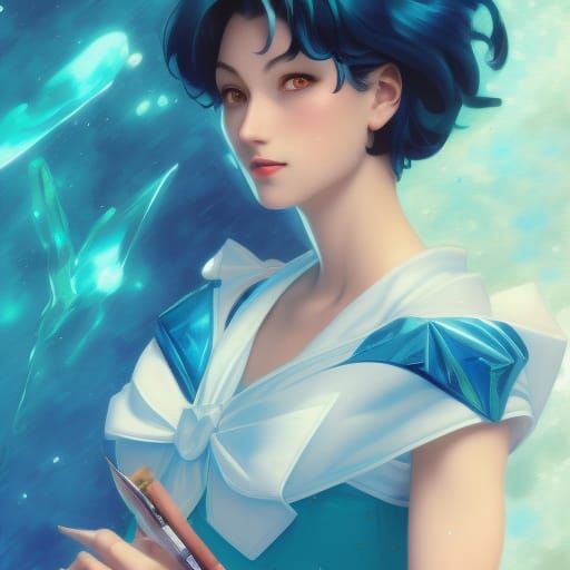 Sailor Mercury Portrait in Anime Style