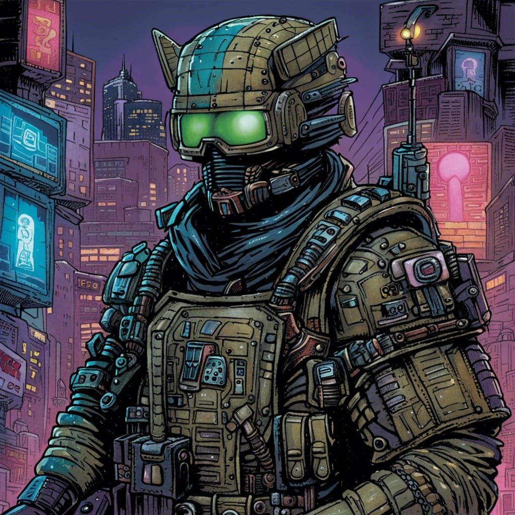 Cyberpunk Character in Comic Book Style