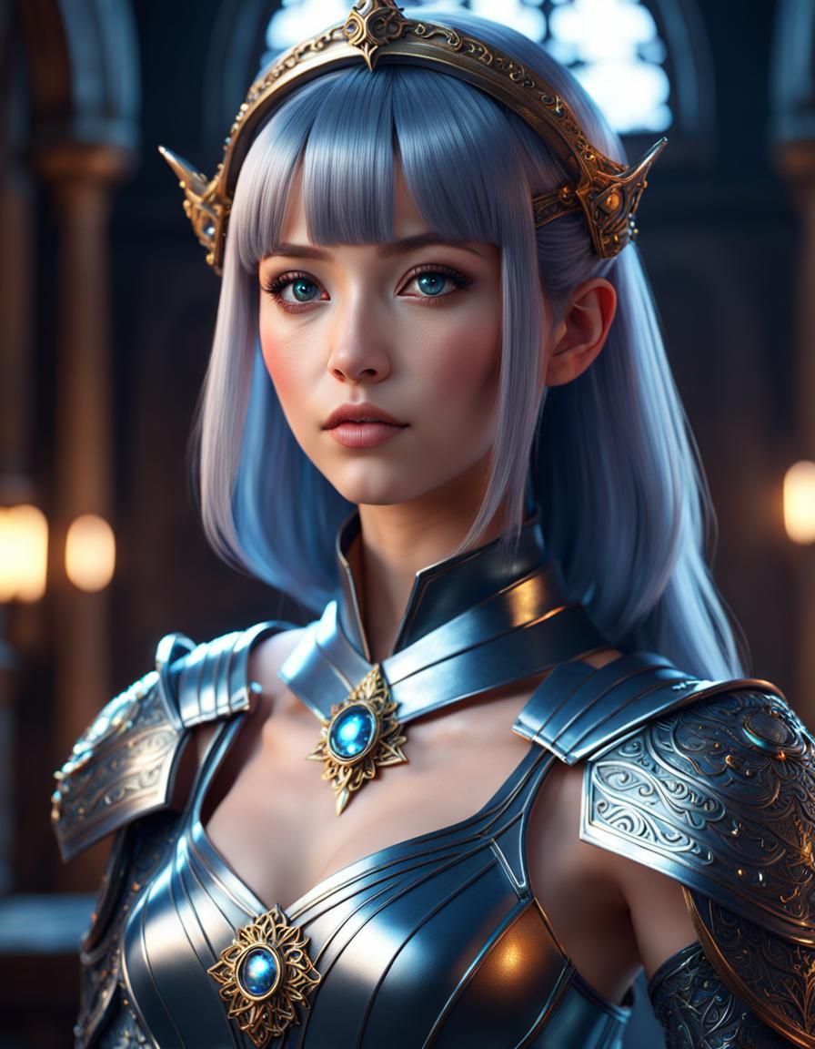Anime Girl in Medieval Sci-fi Fusion Concept Art