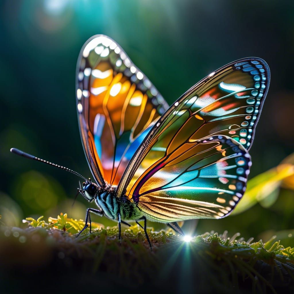 Glassy Butterfly in Sunlight: Macrophotography