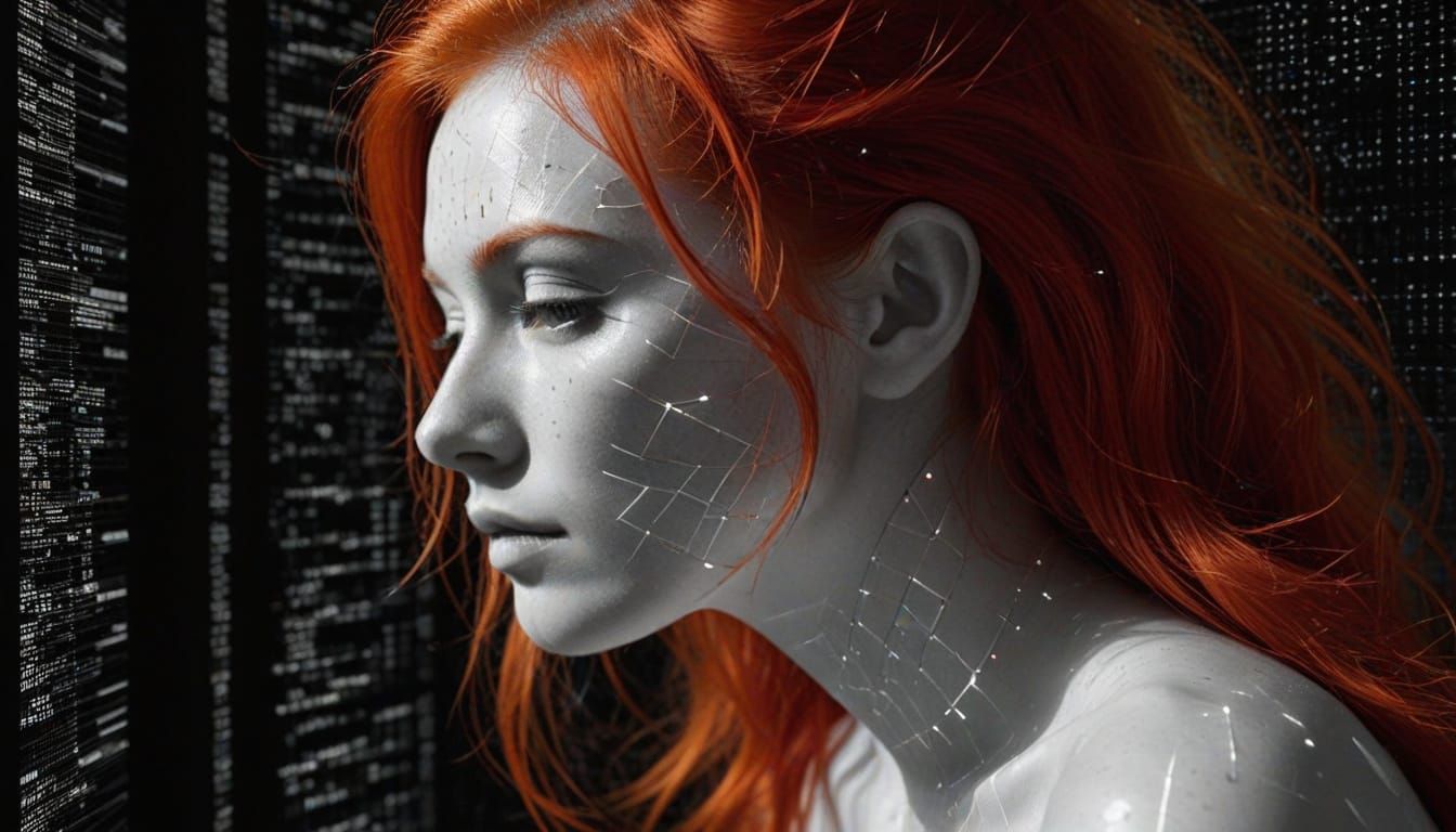 Glitch Art Portrait: Data Streams and Fractures