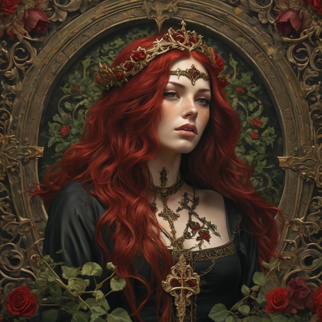 Gothic Woman in Medieval Illustration with Florian Cross