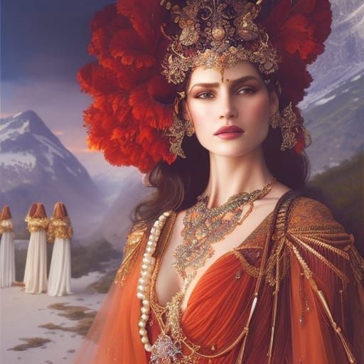 Mountain Goddess Portrait in Hyperrealist Style