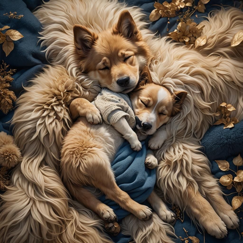 Baby and Dog: A Peaceful Bond in Matte Painting