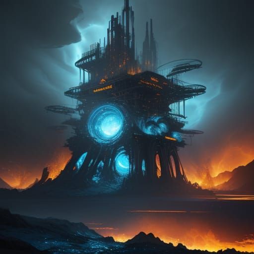 Ethereal Industrial Horror in Hyperrealistic Digital Art