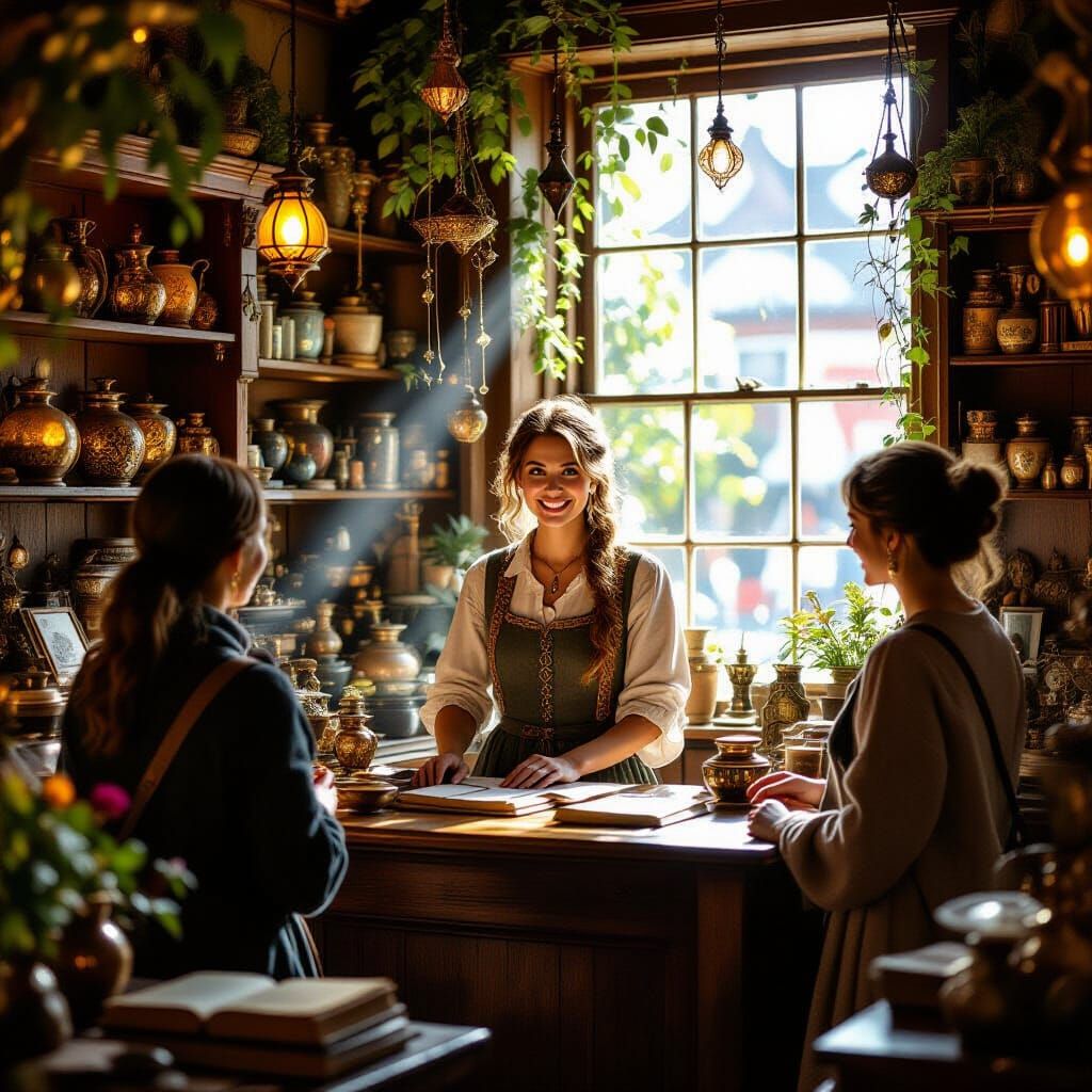 Cozy Magical Shop with Enchanting Artifacts