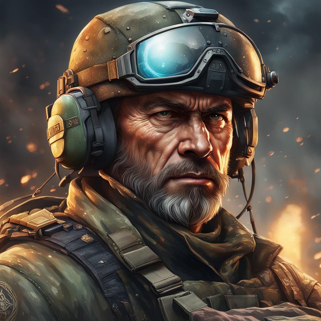 Hyperdetailed Soldier Portrait in Dynamic Lighting
