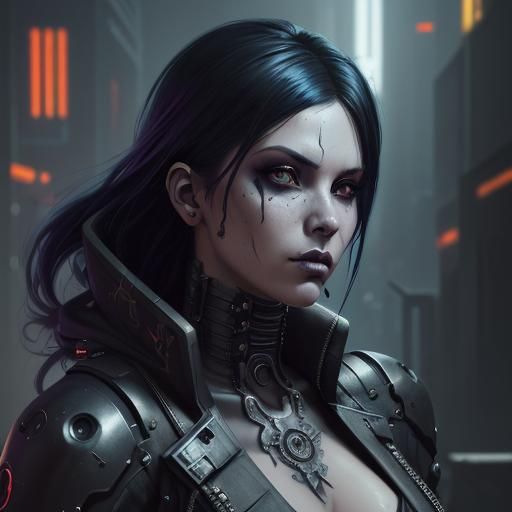 Cyberpunk Goth Woman Portrait in 8K