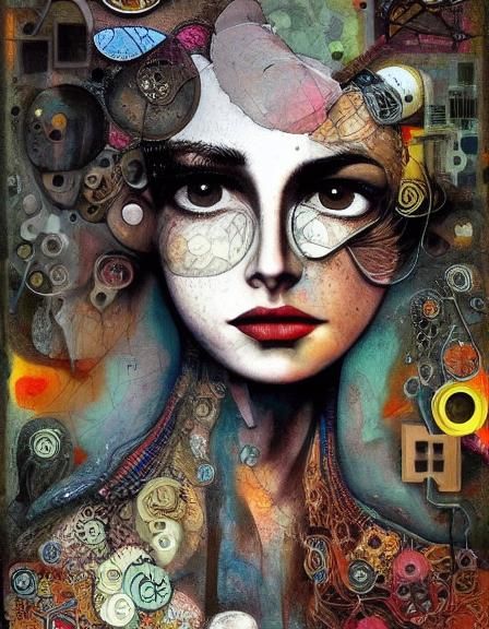 Intricate Portrait of Woman with Eyeglasses, Drips