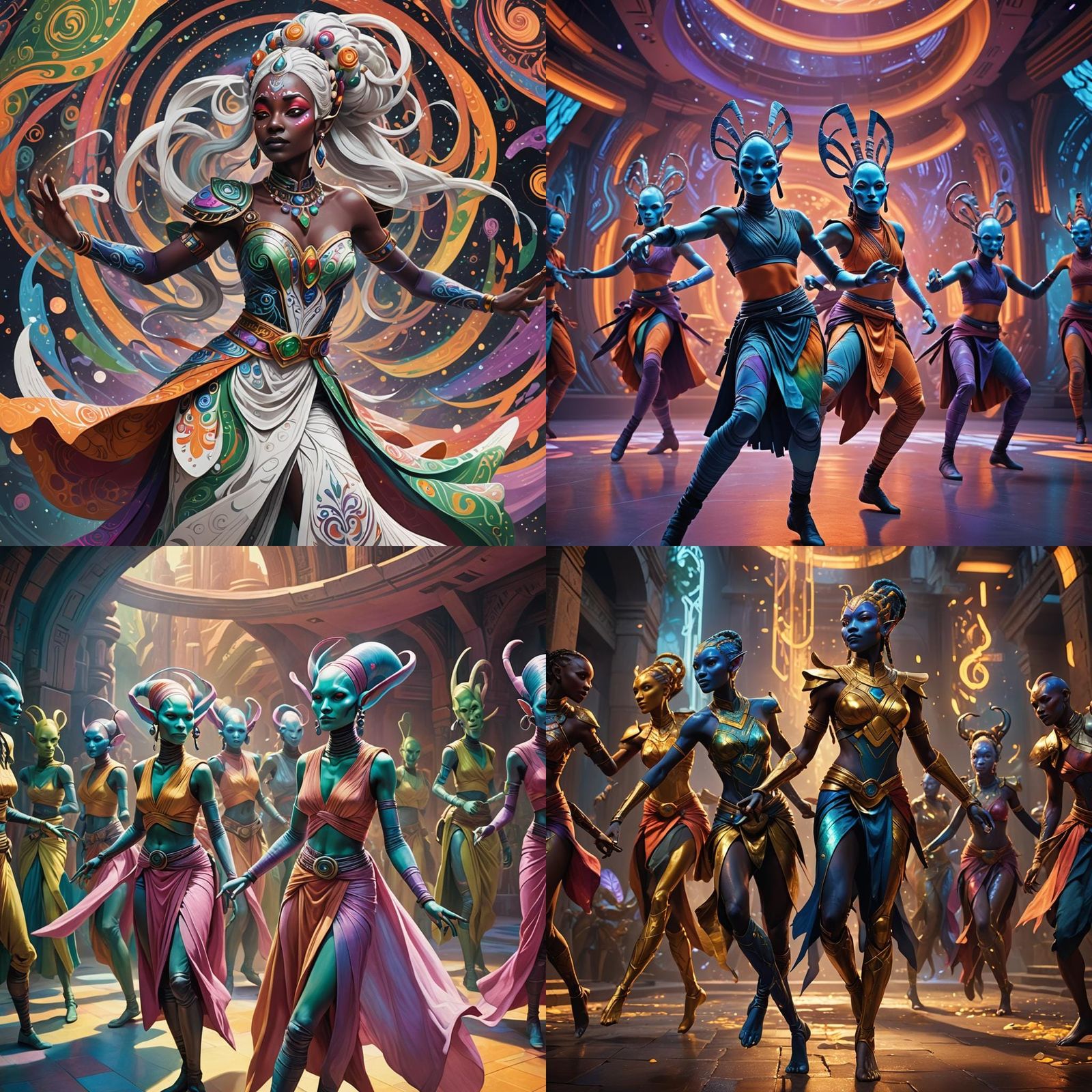Dancing Twi'leks in a Detailed Matte Painting