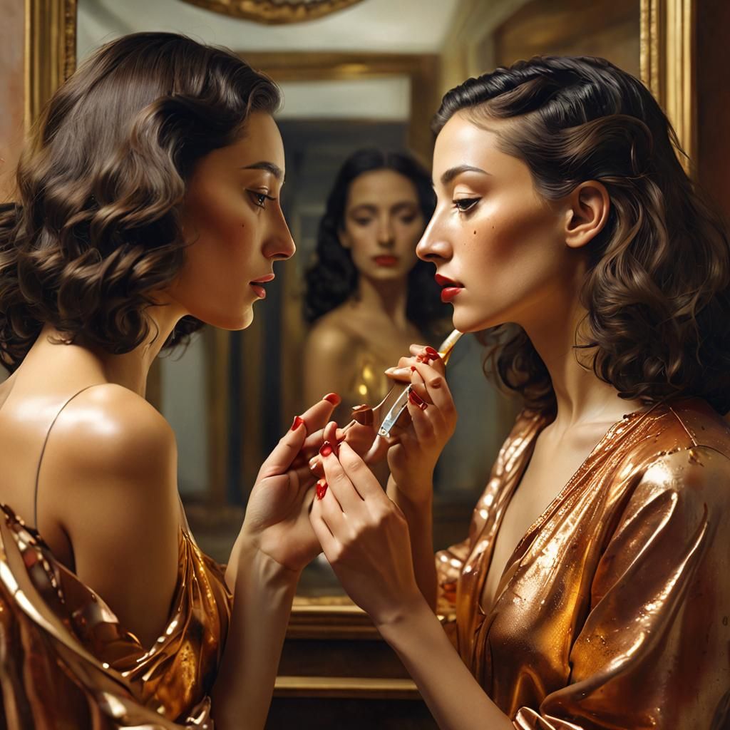 Infinite Reflections: A Surrealist Oil Painting