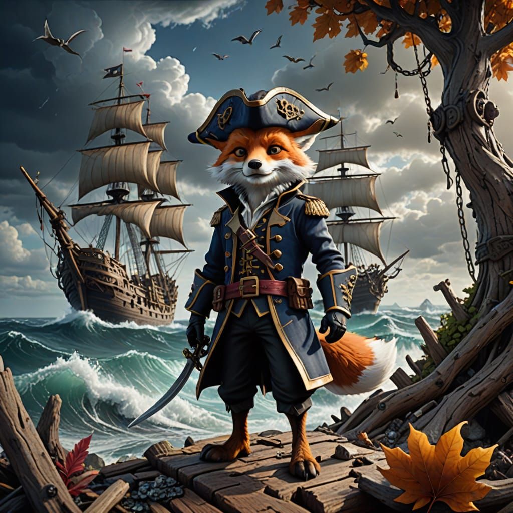 Mischief on the High Seas: A Swashbuckling Fox Pirate