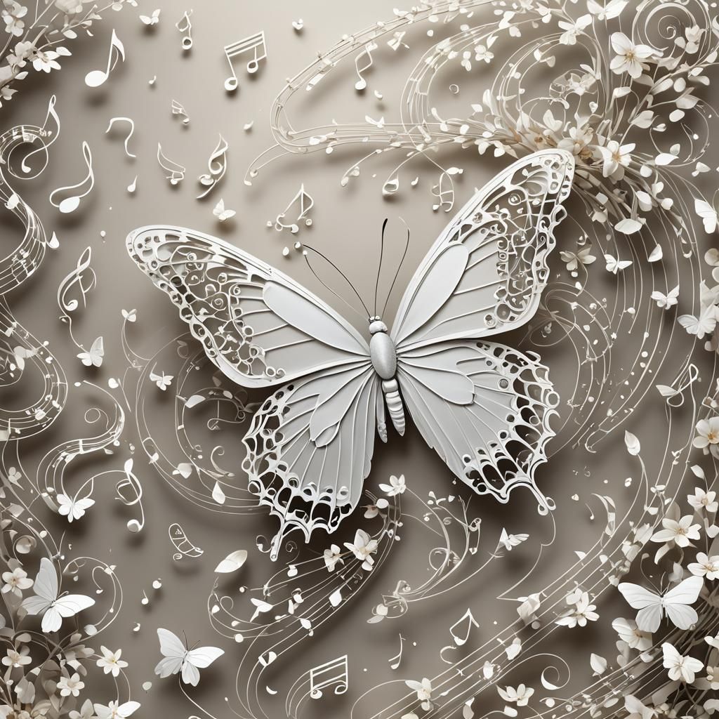 Musical White Butterfly Fantasy Creation