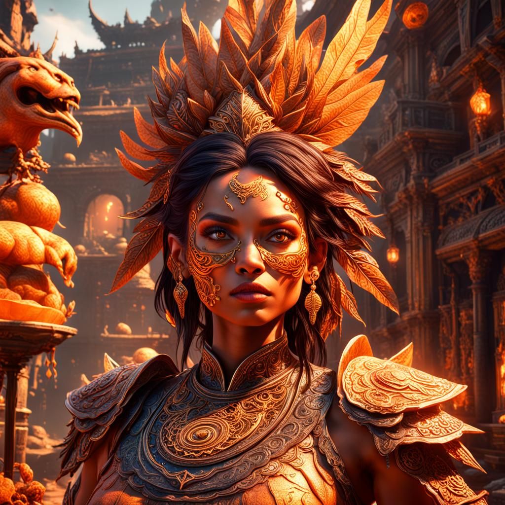 Orange Haired Girl in Detailed Digital Painting