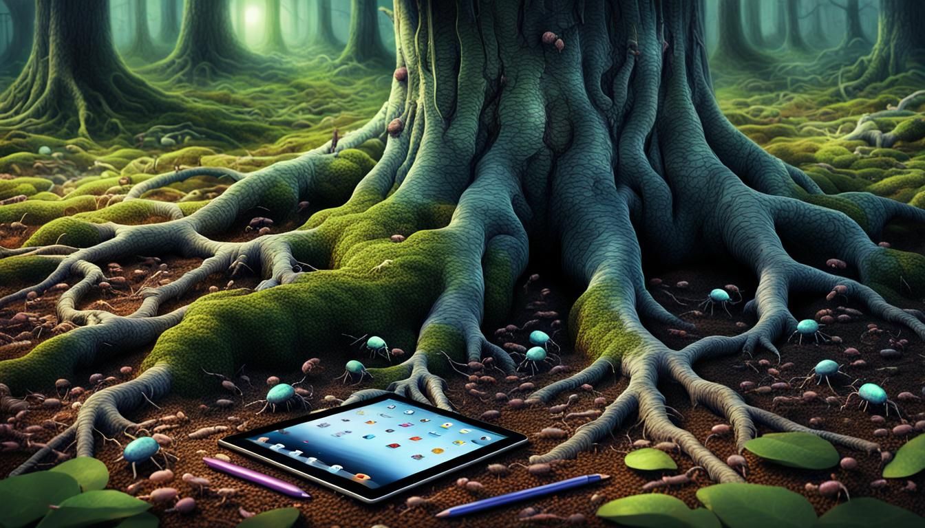 Silver iPad Under Tree: Digital Matte Painting