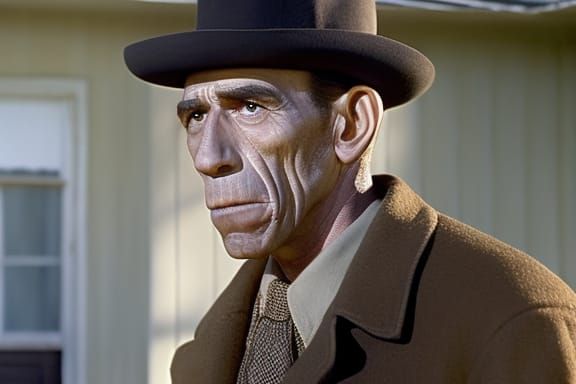 Film Noir Detective in Smoky Room