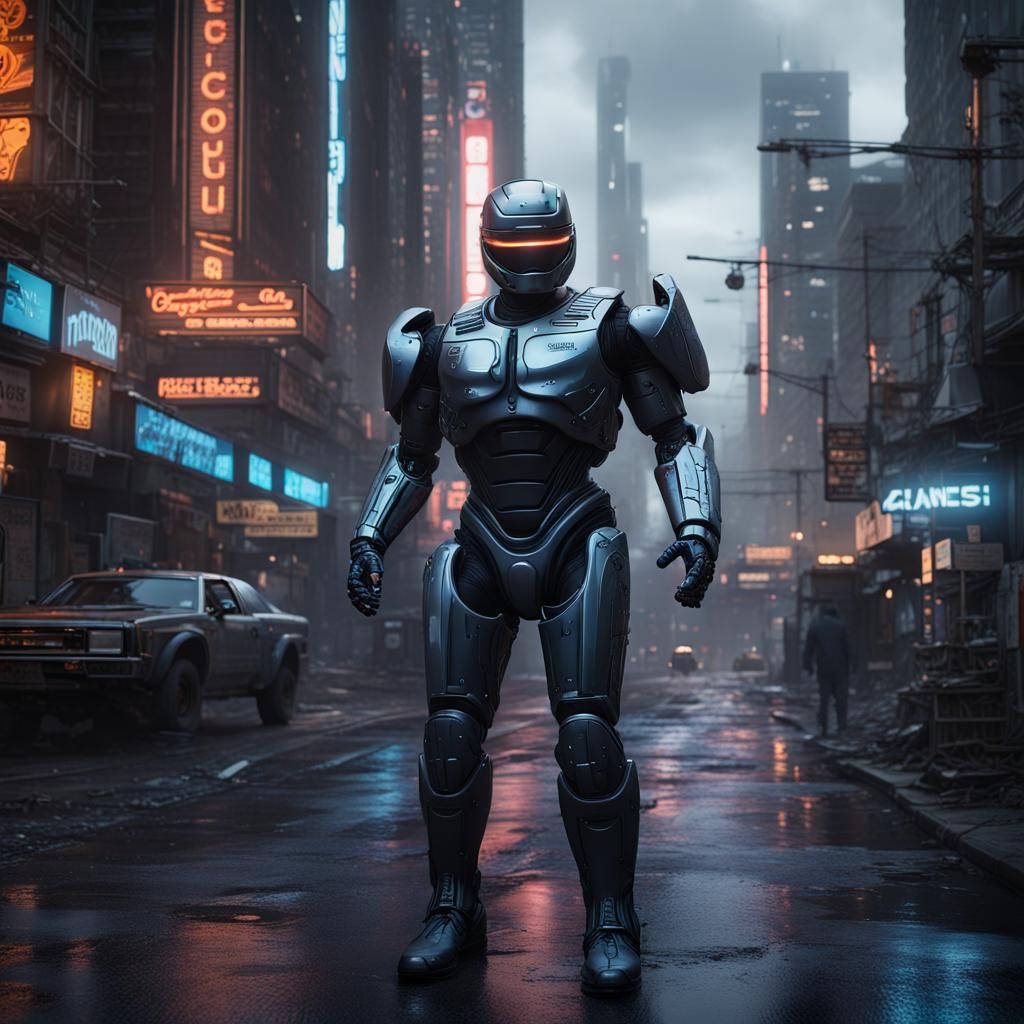 Detailed Matte Painting of RoboCop in 8k