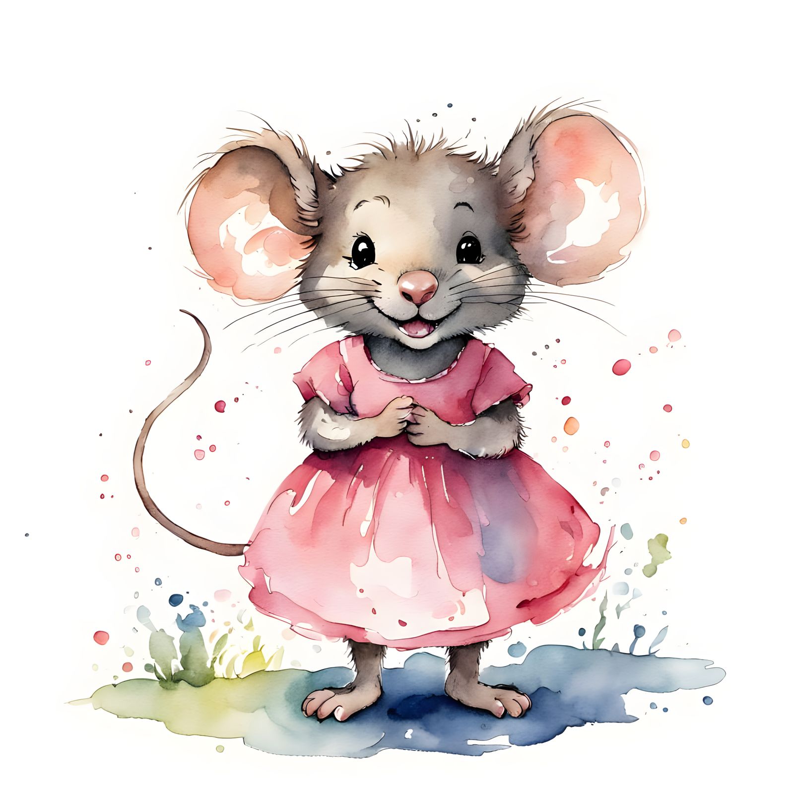 Chibi Mouse Portrait in Quentin Blake Style