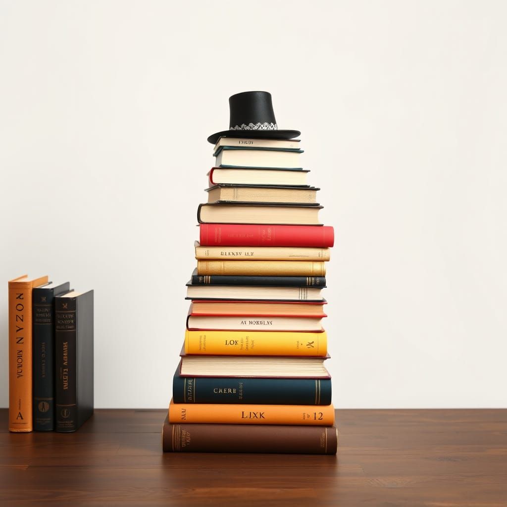 Dapper Top Hat Constructed From Stacked Books