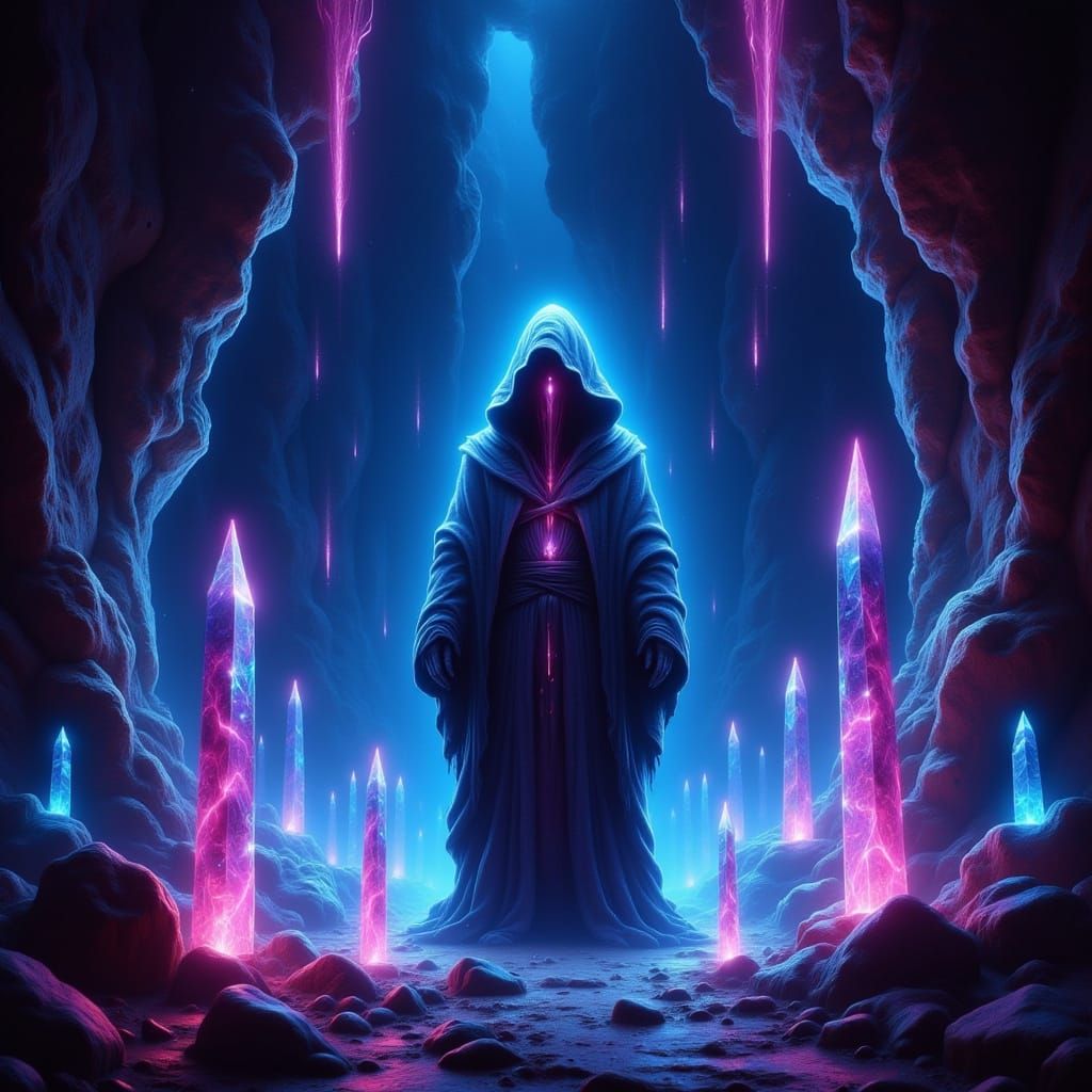 Bioluminescent Undead Guardian in Crystal Cave