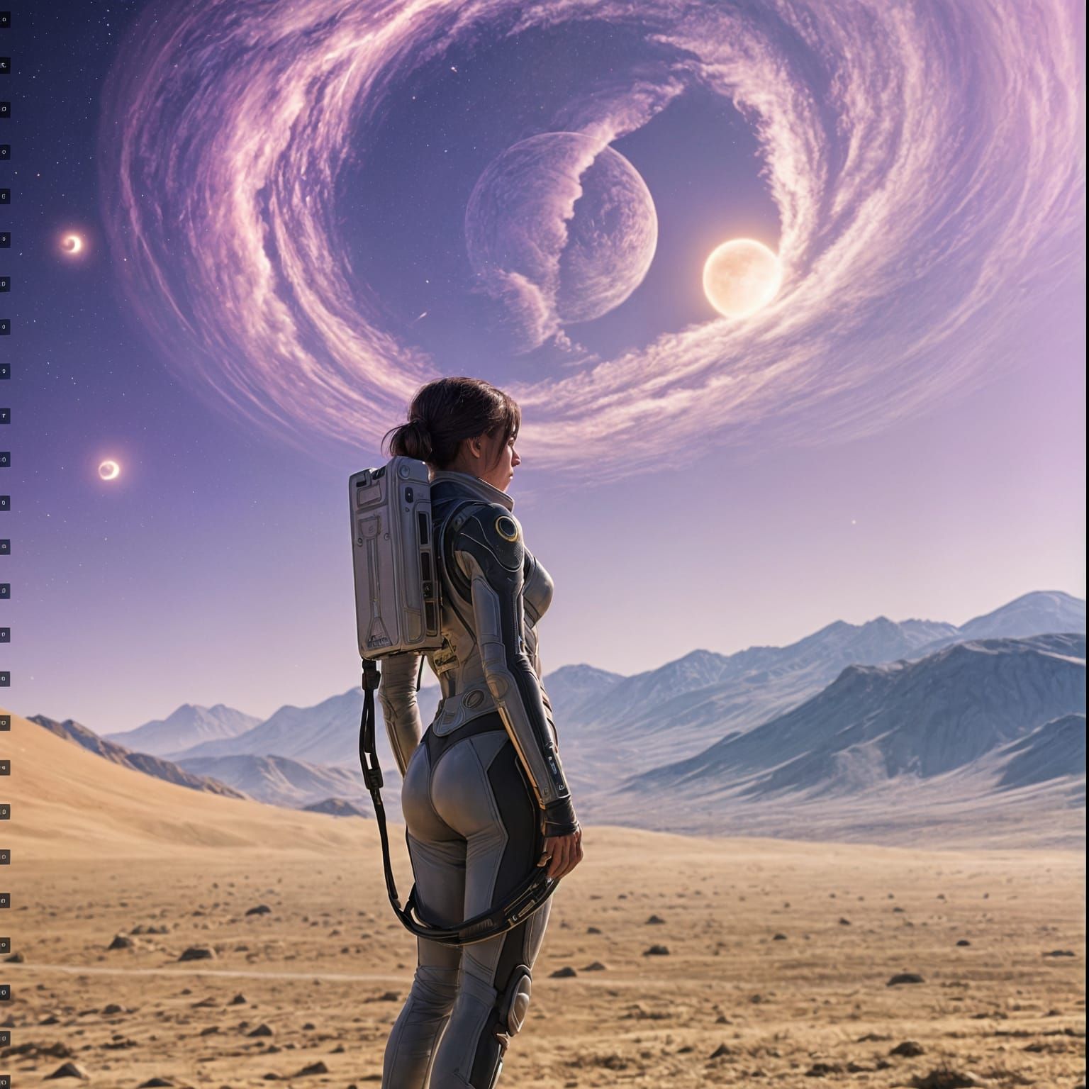 Astronaut on Alien Planet with Cybernetic Tattoos