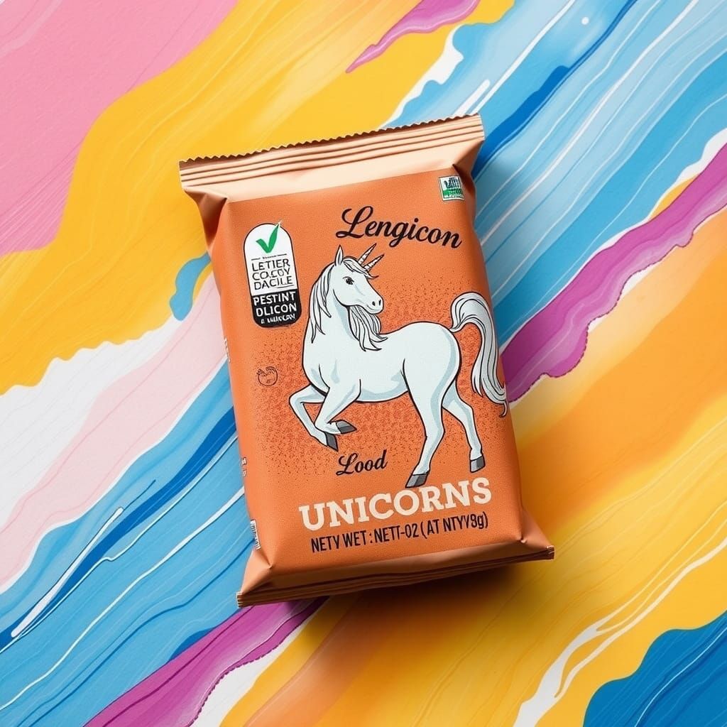 Unicorn Food Packaging in Abstract Art Style