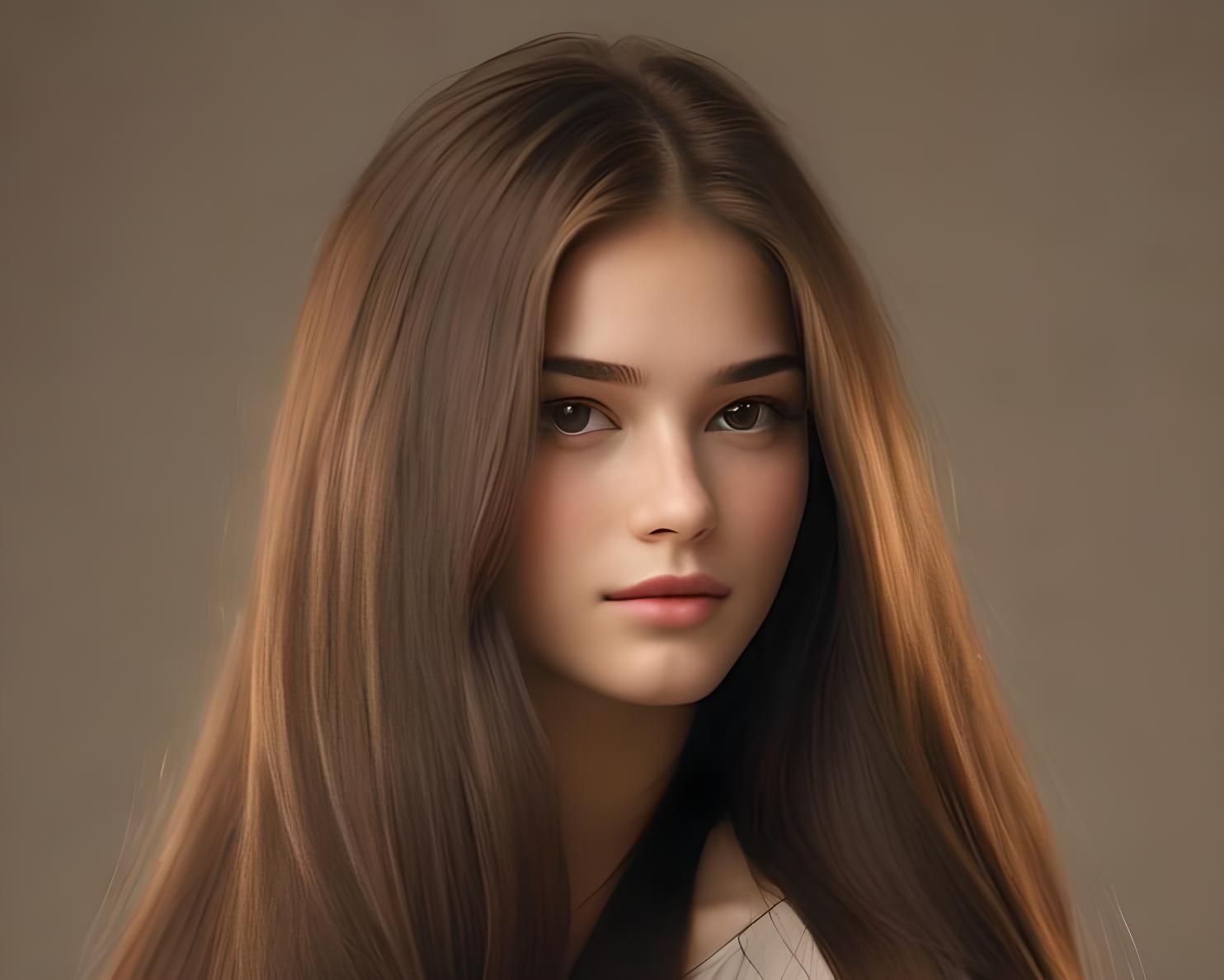 Young lady with rich brown hair.